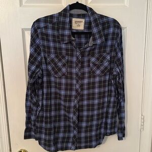Arizona Jean Co Shirt Size 1X Color Blue Green Black Plaid Flannel